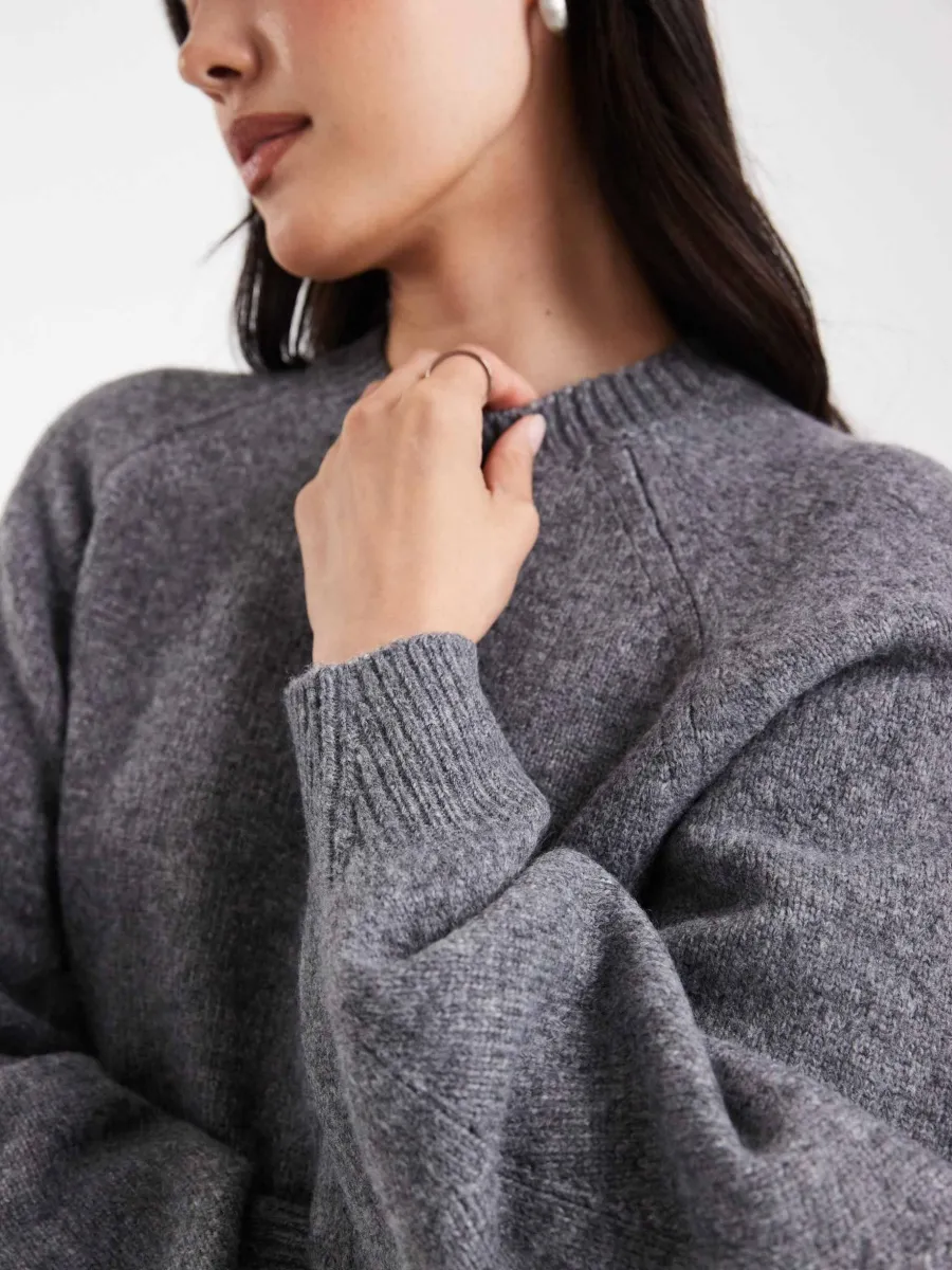 Raglan Sleeve Cropped Sweater