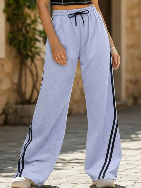 Tie Waist Wide-Leg Sweatpants