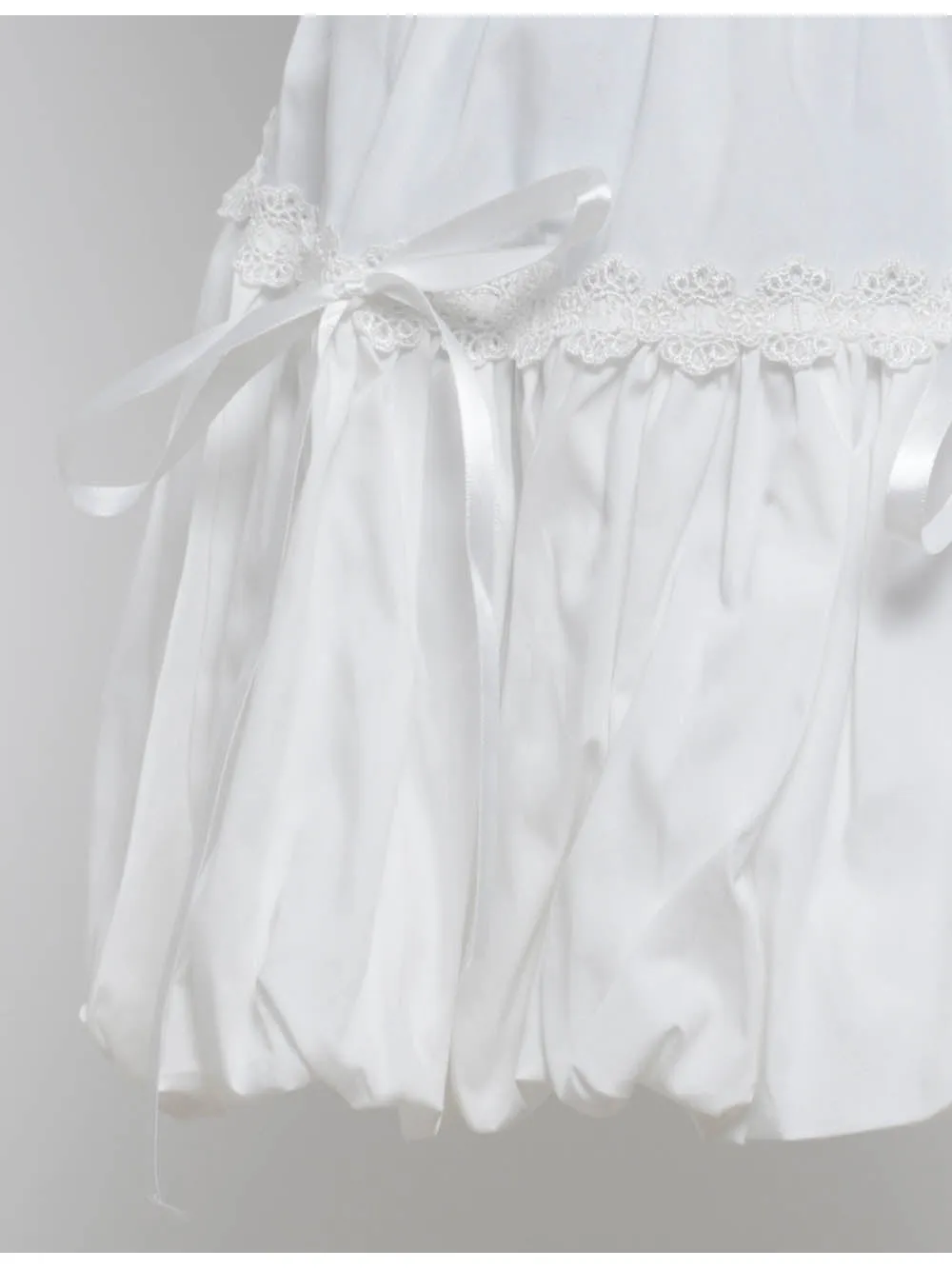 Puffer Lace Panel Elastic Waist Mini Skirt