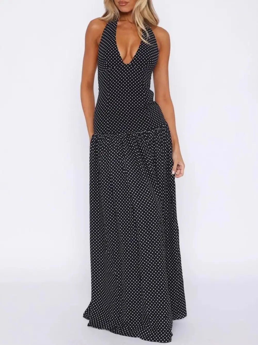 Clean Line Polka Dot Maxi Dress