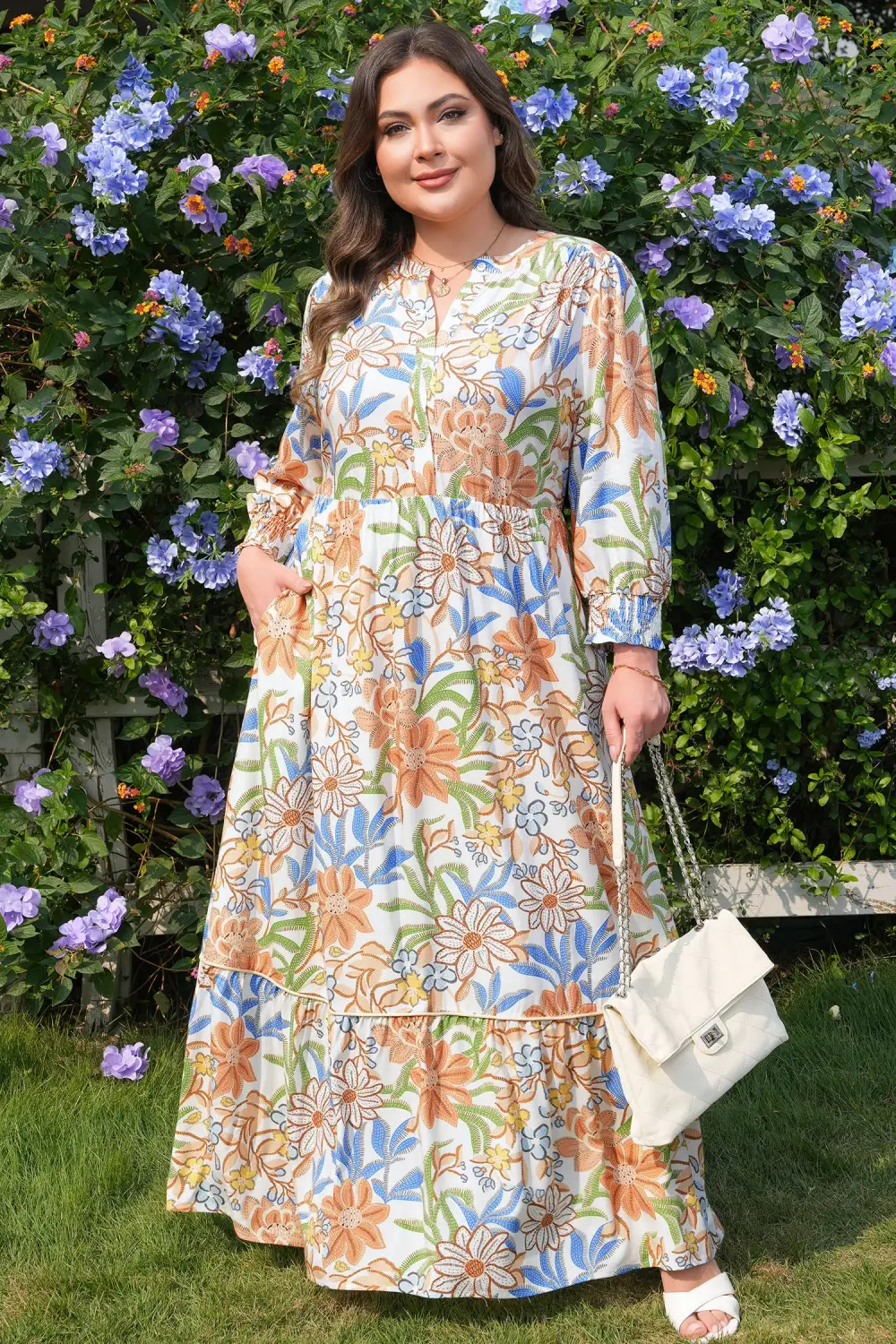Layered Detail Floral Printed Tiered Dress