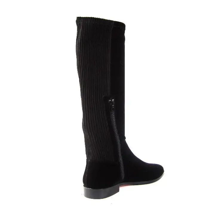 Velvet Stretch Back Knee High Boots