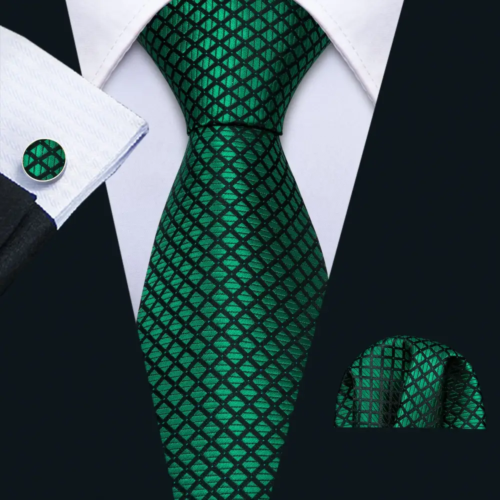 Refined Plaid Business Silk Necktie Set