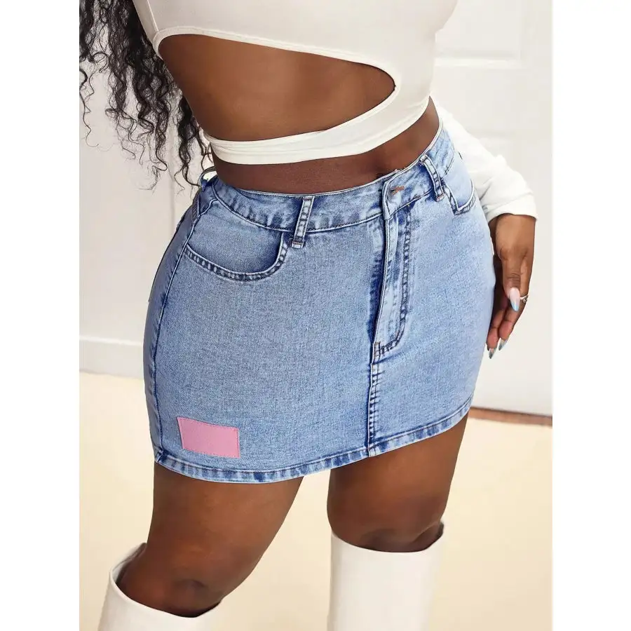 High Waist Mini Denim Skirt