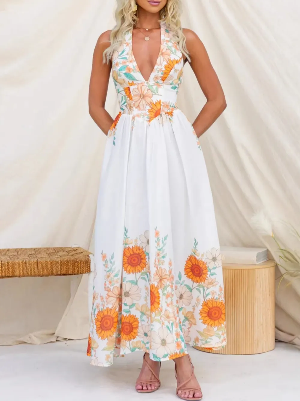 Finish Floral Printed Maxi Dress