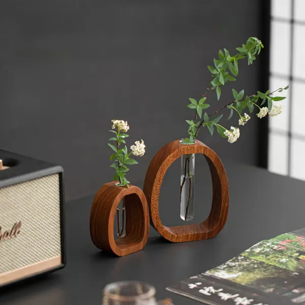🌿✨Solid Wood Glass Vase