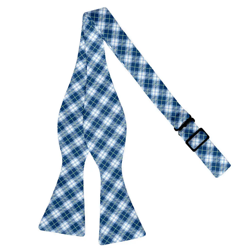 Waffle Plaid Motif Bow Tie