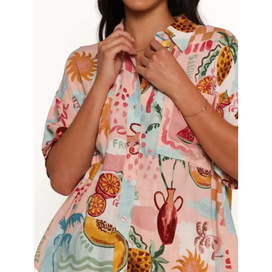 Modern Printed Button Up Shirt and Shorts Set