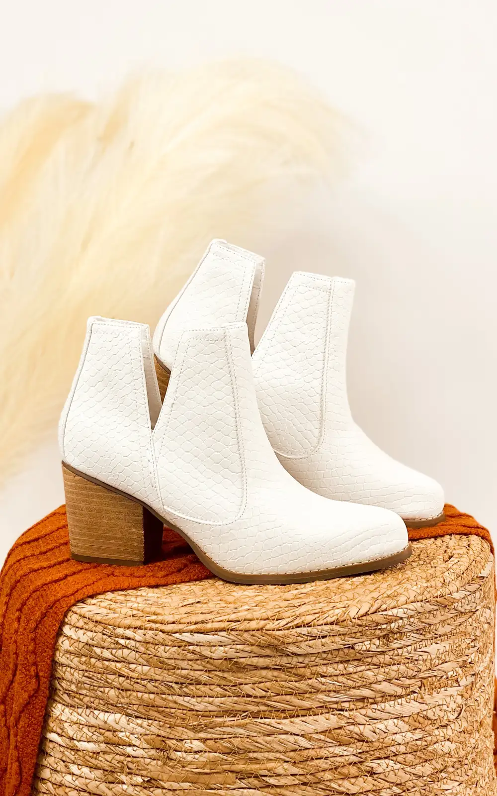 White High-Heeled Ankle Boot