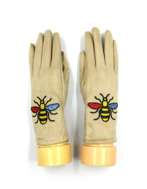 Bee Embroidered Winter Gloves