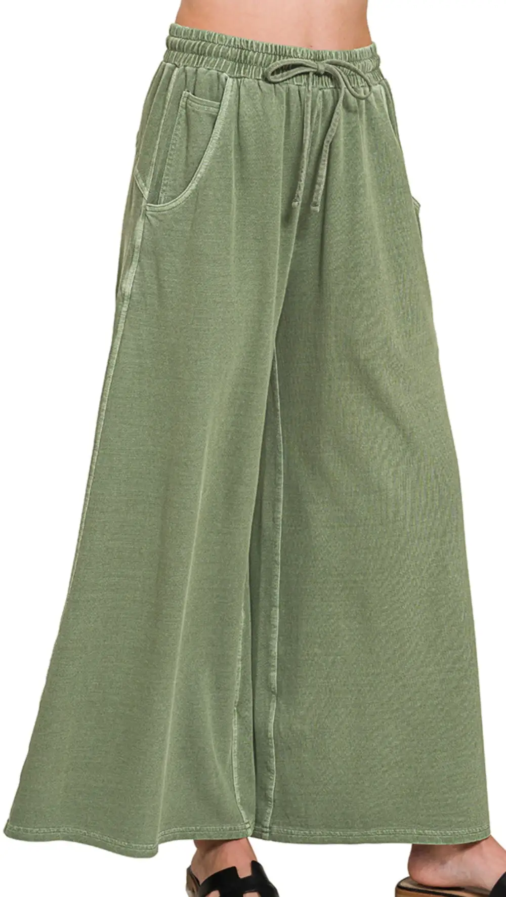 Roomy Drawstring Cotton Blend Casual Pants
