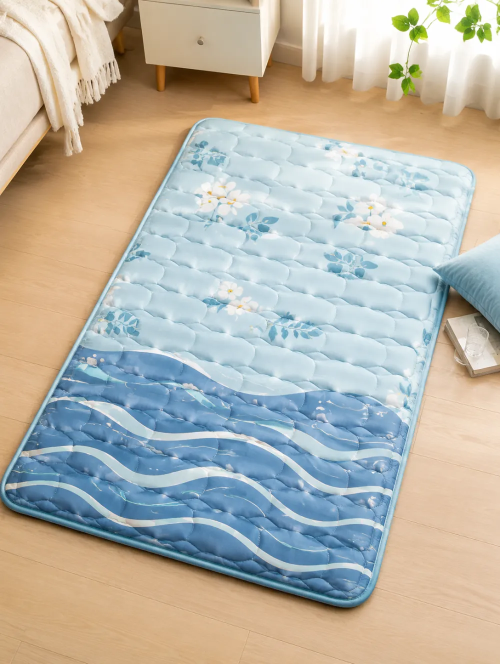 Floral Ocean Wave Print Cooling Mat
