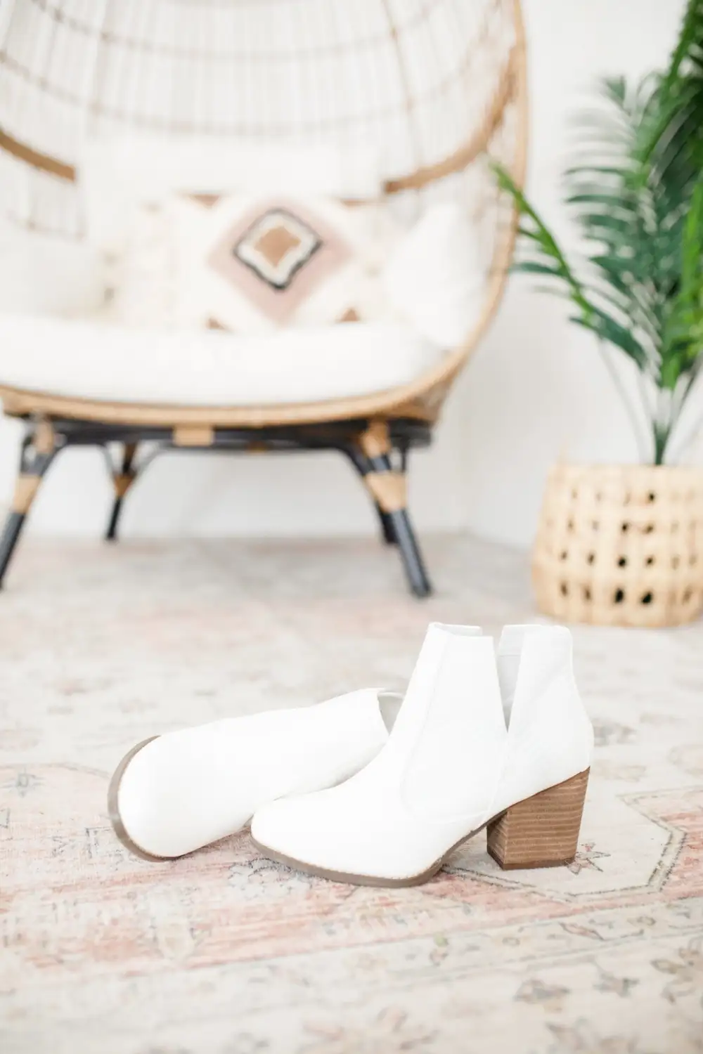 White High-Heeled Ankle Boot