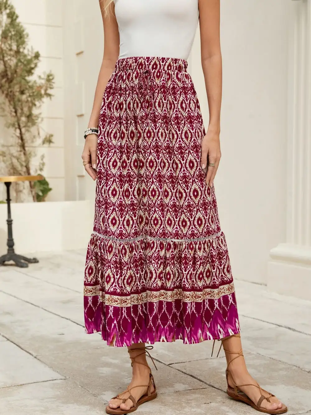 Essential Ruched Printed Skirt