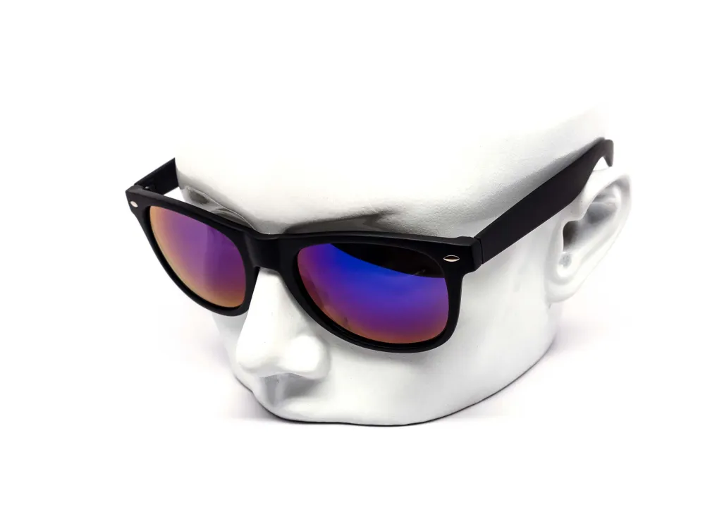 12-Pack All-Black Retro Burnt Mirror Sunglasses