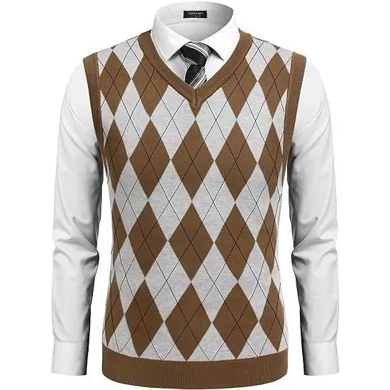 Men’s Sleeveless V-Neck Argyle Sweater Vest – Classic Knit. Modern Slim Fit. Everyday Versatility.