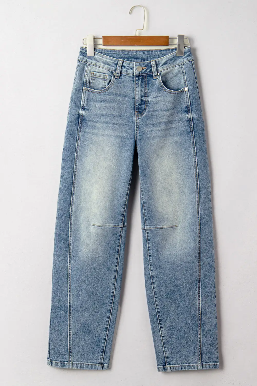 Seam Detail Washed Denim Jeans