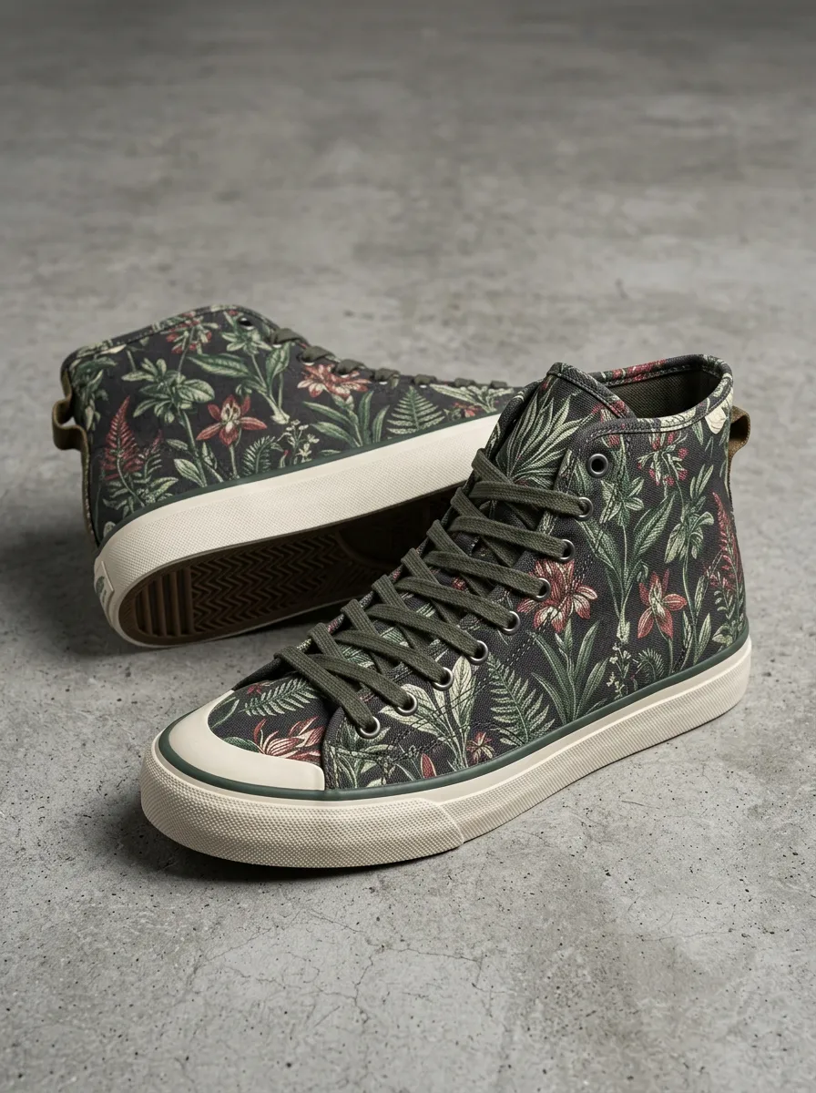 Men's Botanical Garden Floral Printed Canvas Shoes