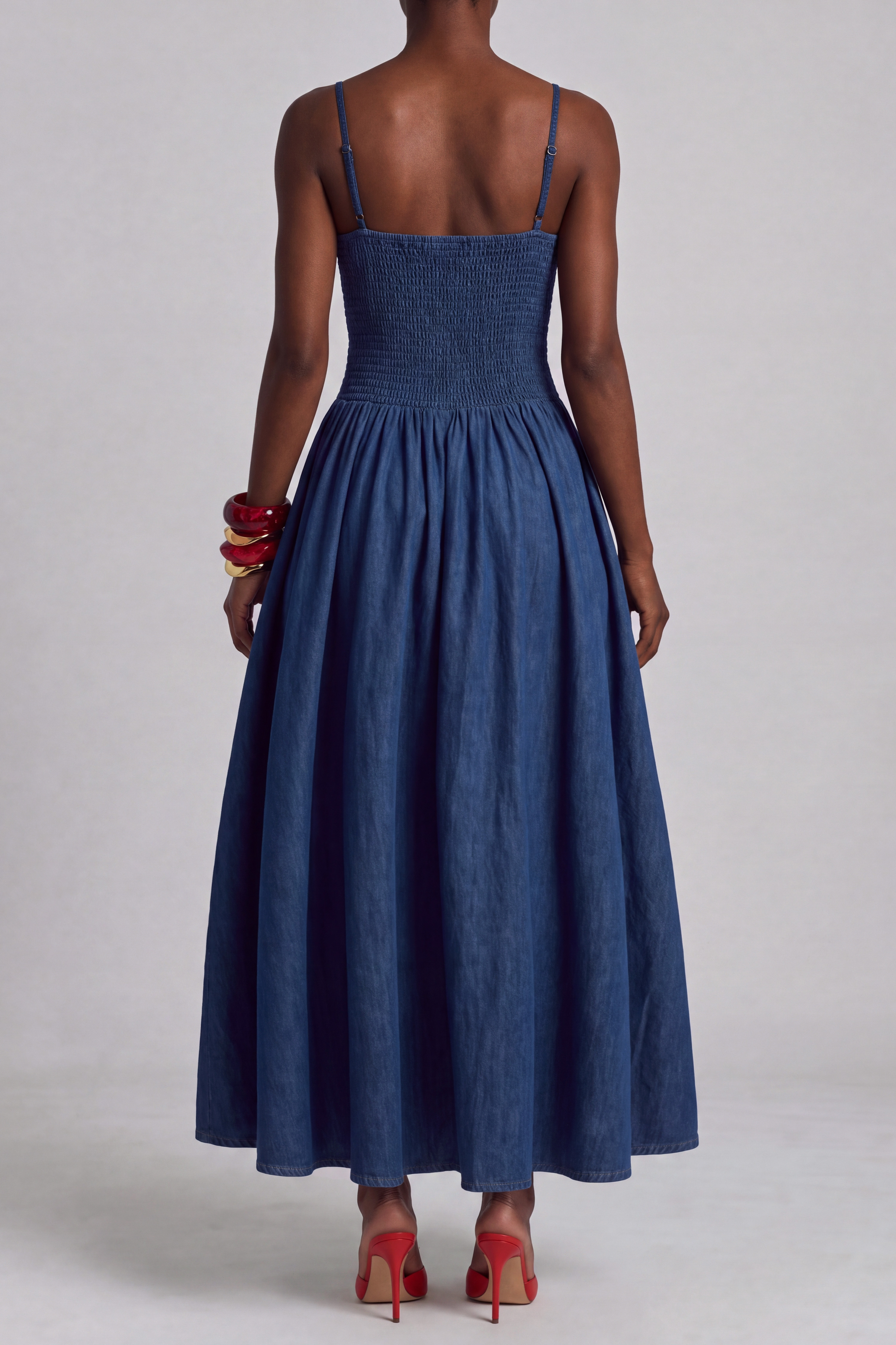 Spaghetti Strap Pleated Maxi Dress