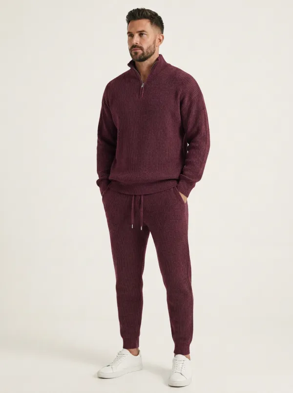 Refined Quarter-Zip Men's Quarter-Zip Knit Tracksuit Set