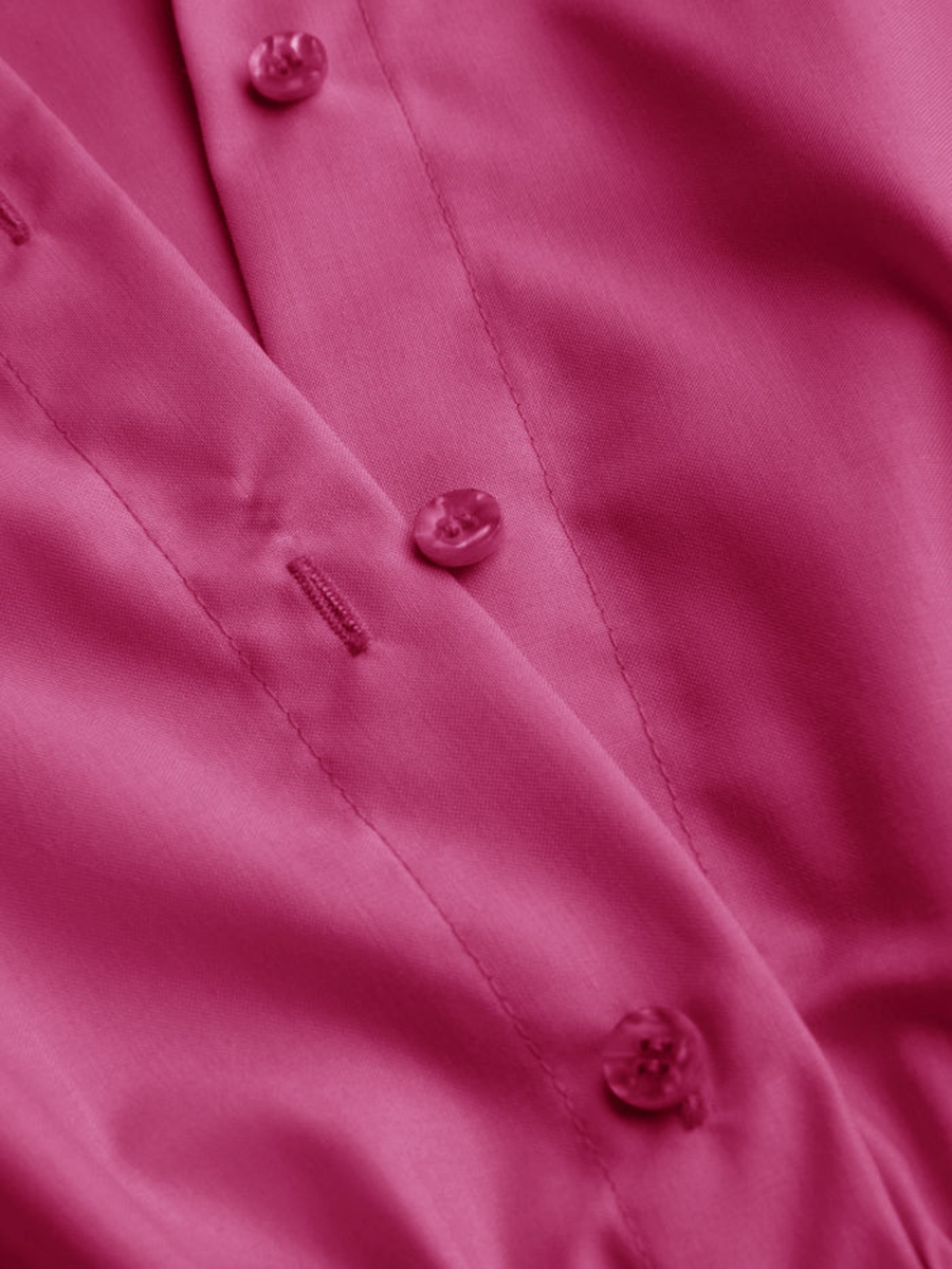 Collar Solid Button Long Sleeve Blouse Bodysuit