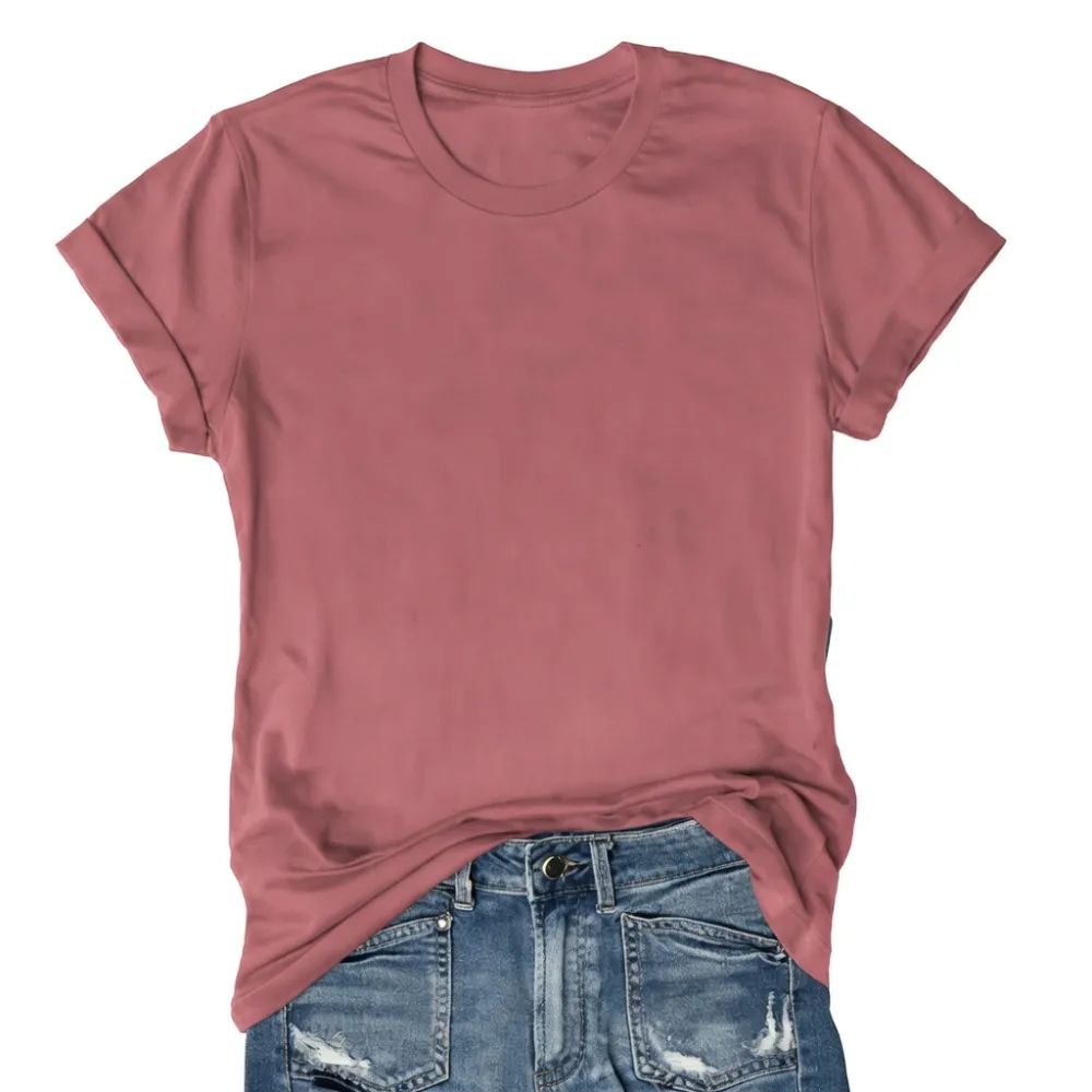 🔥 Women's Solid Color Crew Neck T-Shirt | Casual Loose Fit Basic Tee