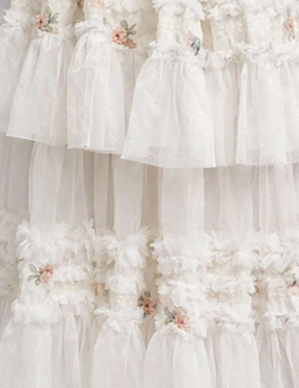 Tiered Ruffle Mesh Maxi Skirt