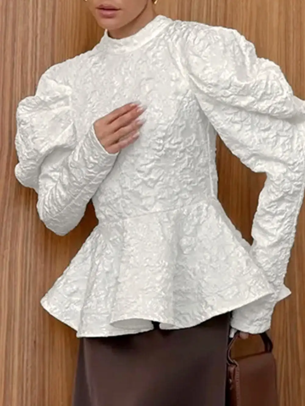 French Vintage Puff Sleeve Jacquard Tee