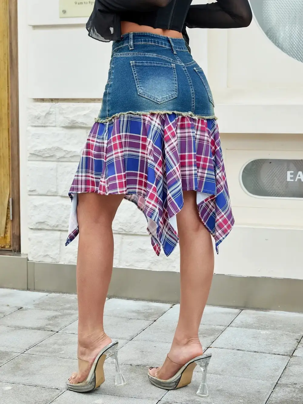 Button Front Denim Skirt