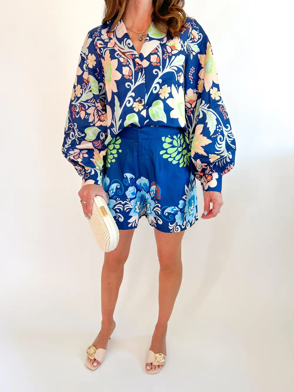 Textured Top And Shorts Set Easy Fit