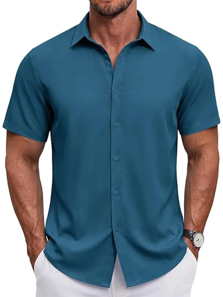 S Short Sleeve Casual Button-Down Shirt