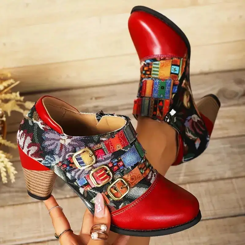 Lace Up Block Heel Ankle Boots