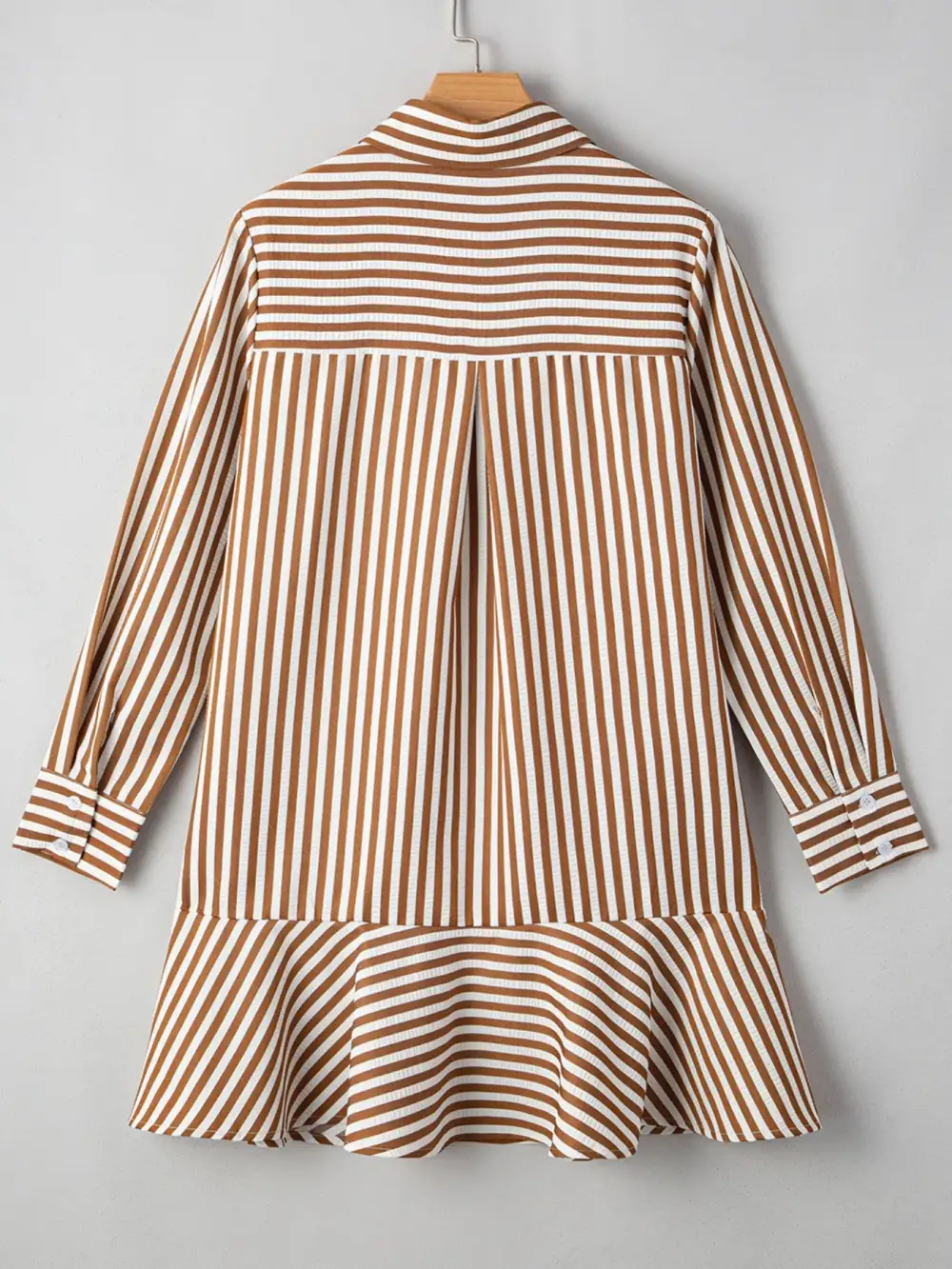 Striped Ruffle Shirt Dress