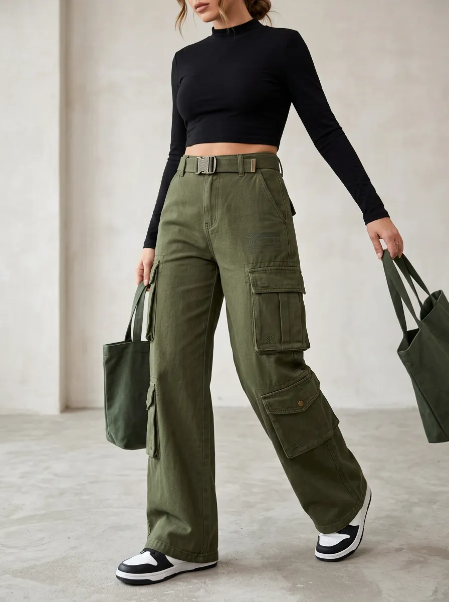 Rugged Multi Pocket Design Women's Multi Pocket Cargo Pants