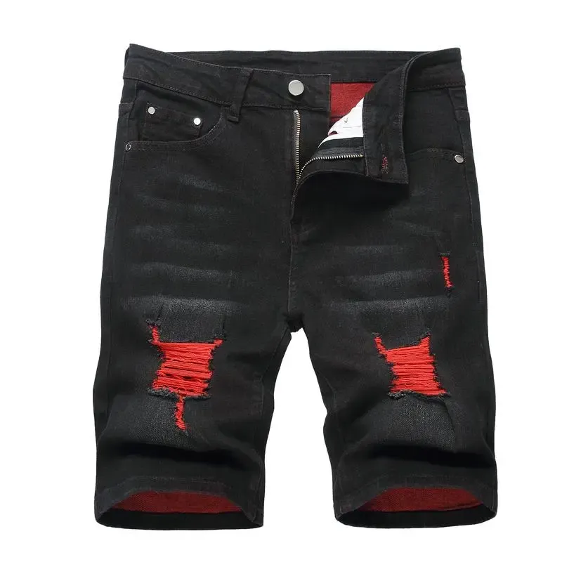 Men’s Ripped Denim Shorts – Stretch – Distressed Street Style