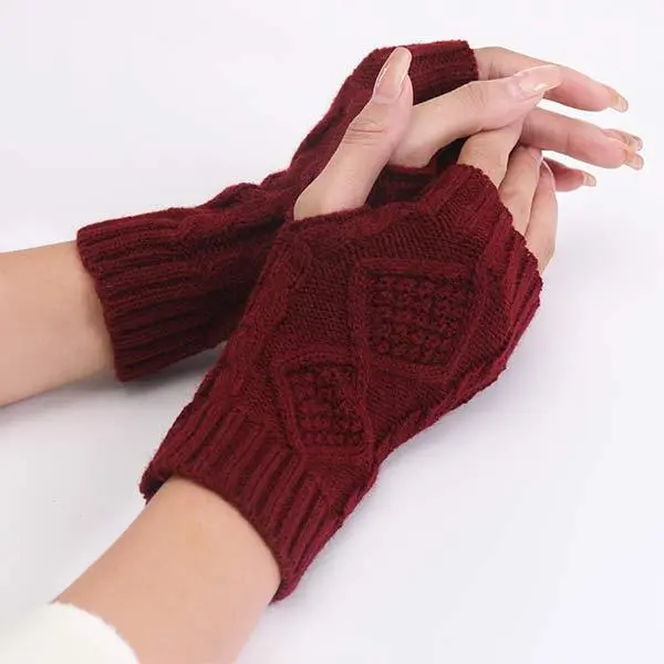 Knitted Wool Warm Half Finger Mitts 80899494C