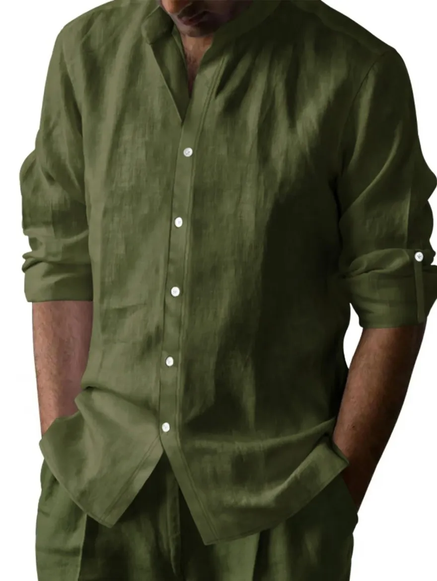 8-Pack Men's Casual Linen Blend Shirts Set
