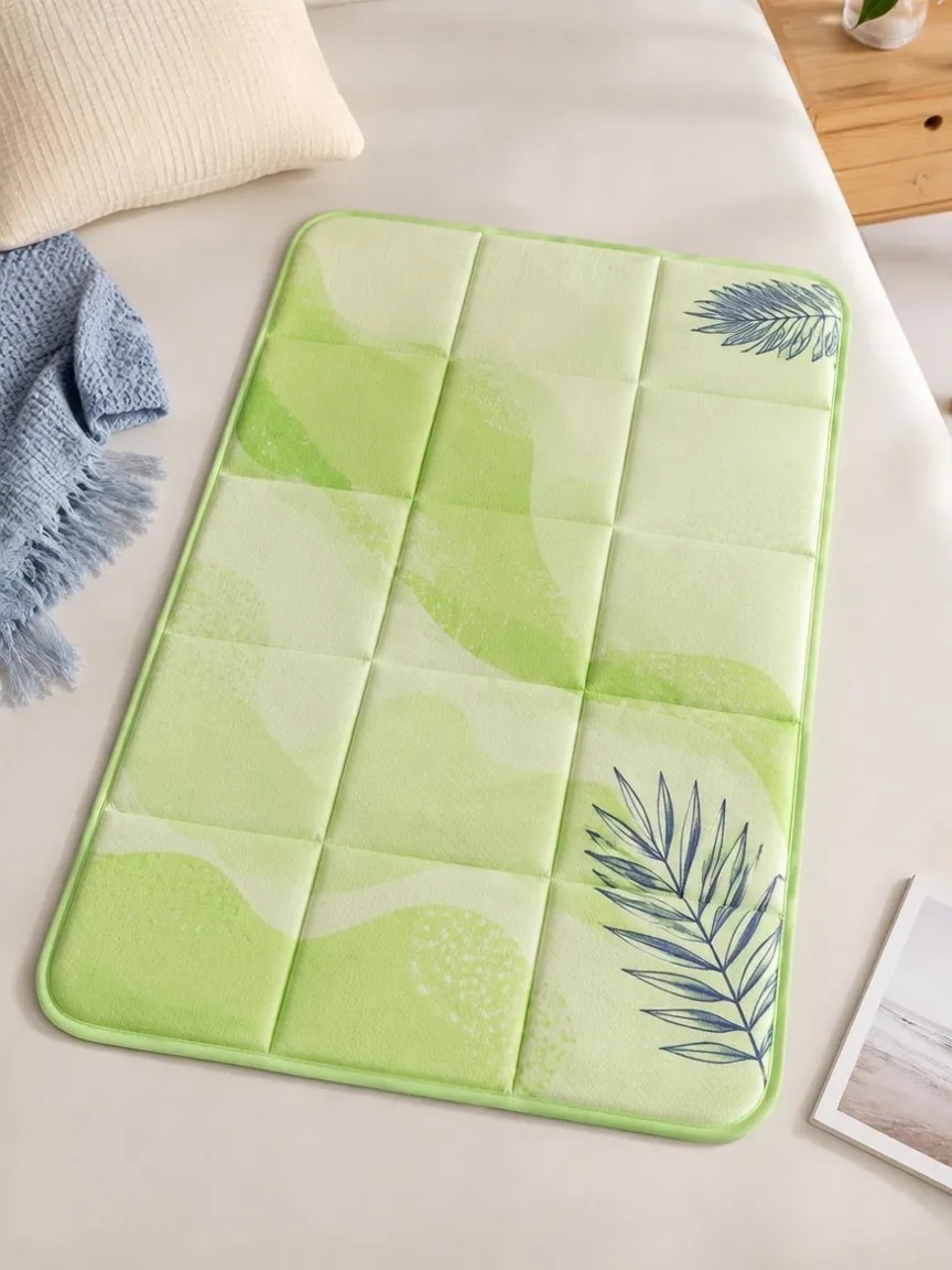 Blue Tropical Leaf Print Cooling Mat