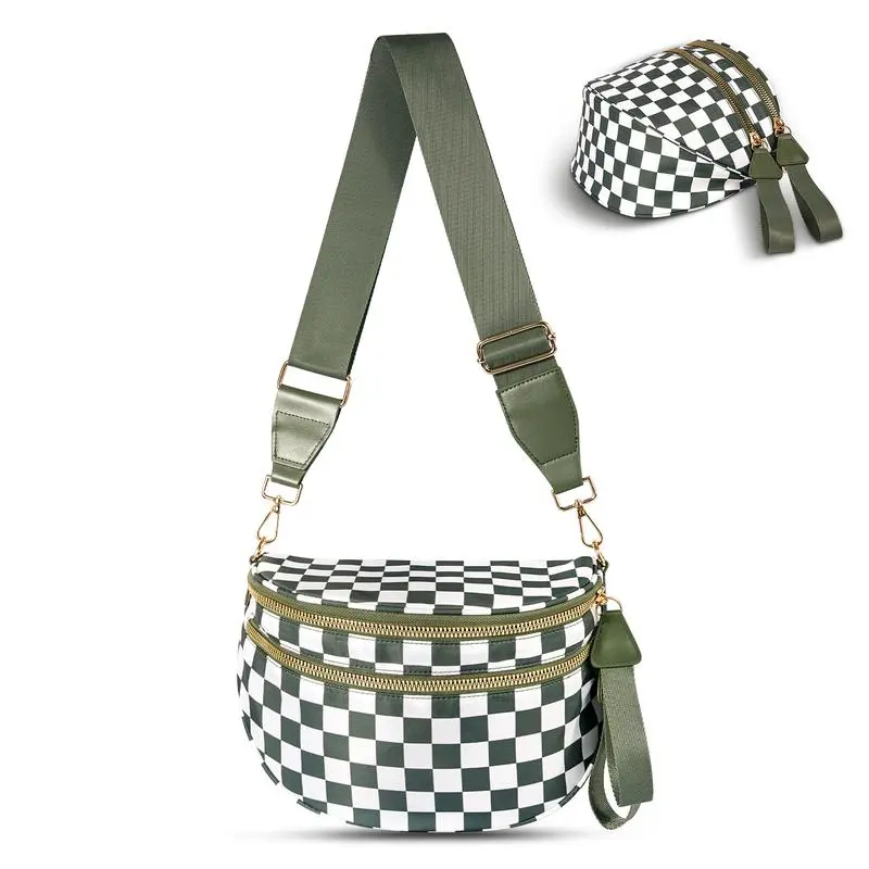 🏷️ 🔥 Clearance Sale – 40% OFF! 🔥 Black & White Checkered Nylon Bum Bag – Plus Size Friendly Fanny Pack | Spacious, Lightweight & Stylish Crossbody Gift for Everyone