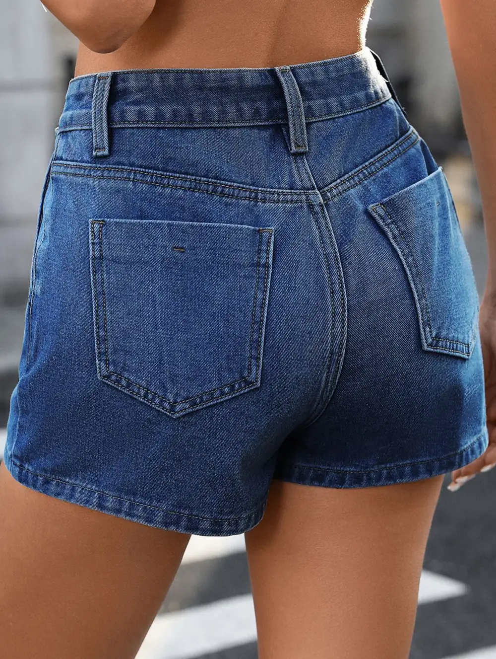 Irregular Button Denim Skort Skirt