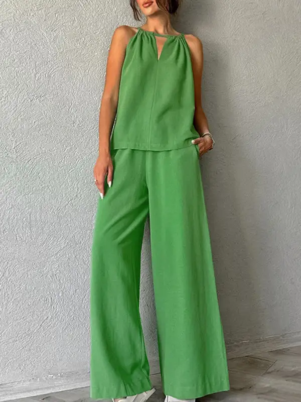 Relaxed Cutout Vest And Pants Set