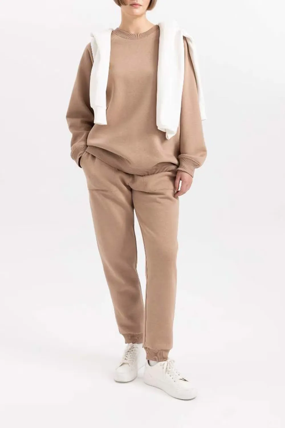 High-waisted Plain Long Pants