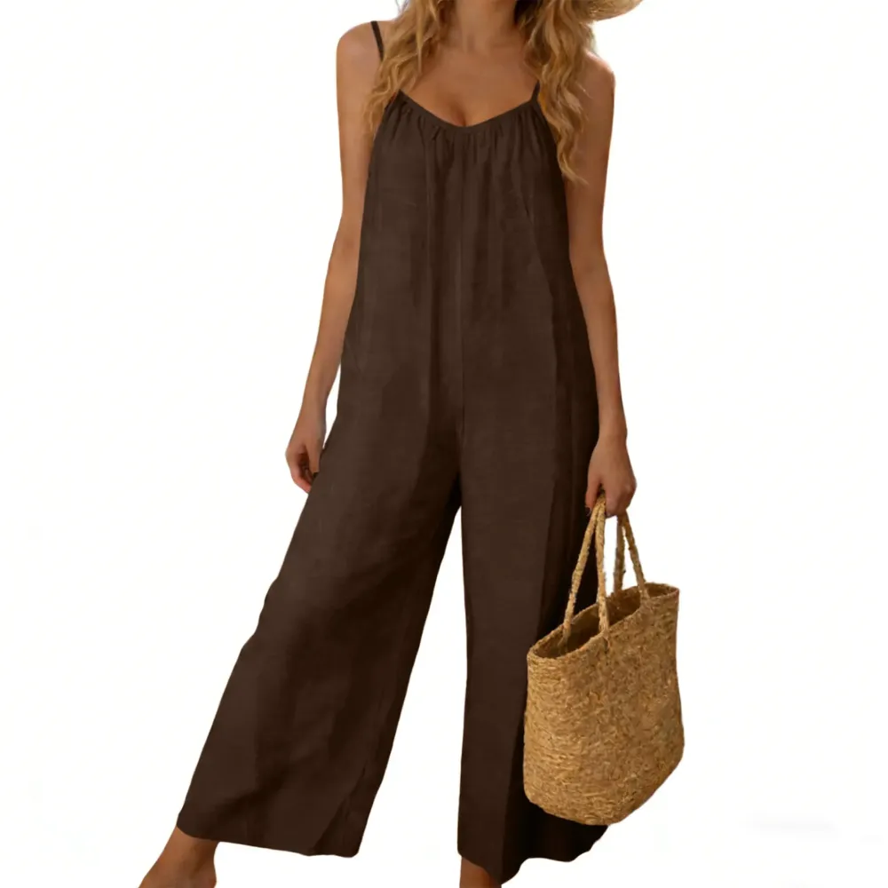 🔥Hot Sale💥-Women's Backless Spaghetti-Strap Jumpsuit🔥 (Sizes XS–5XL)