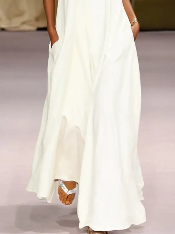 Loose Split Sleeveless Neck Maxi Dress