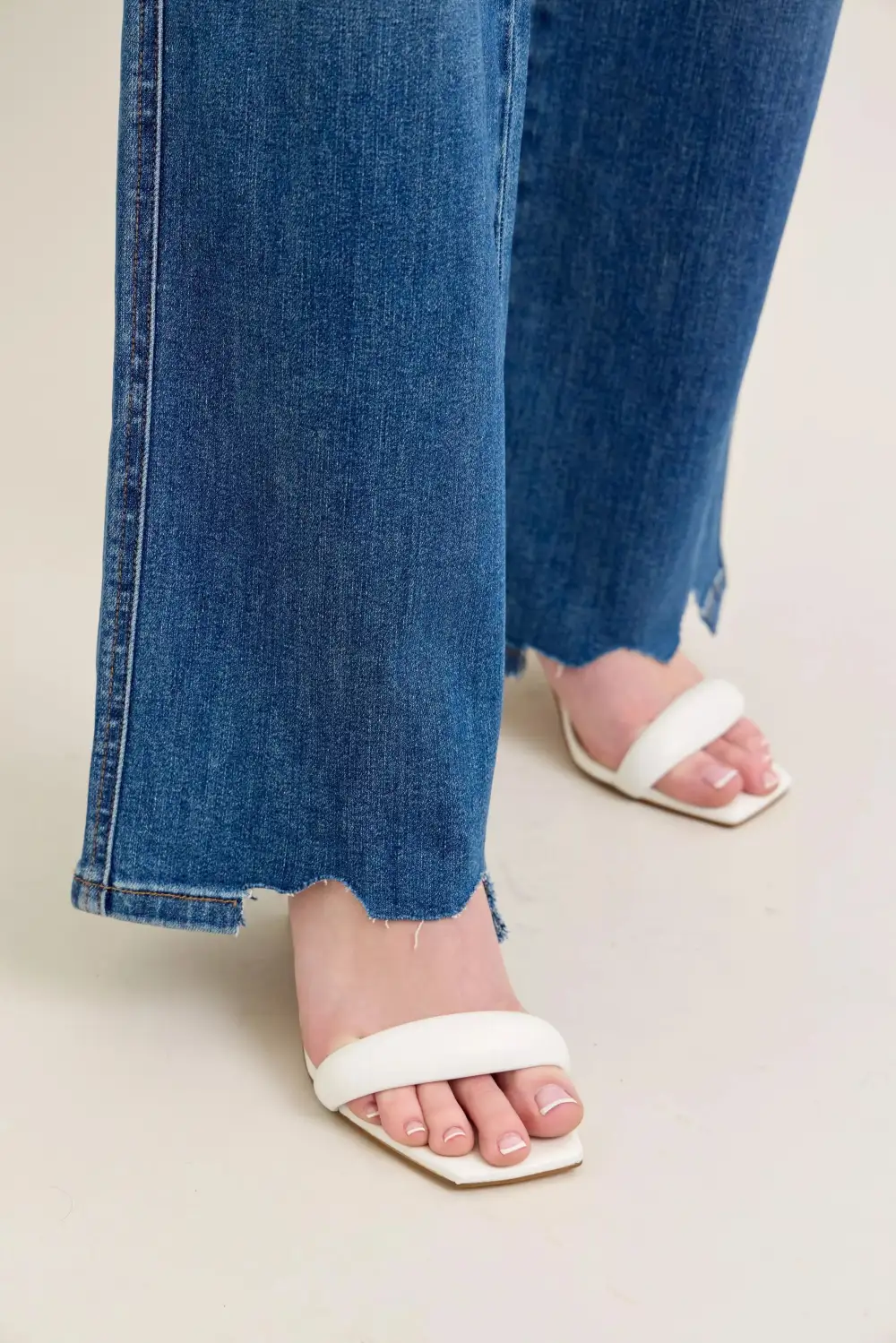 Everyday High Rise Distressed Wide Leg Jeans