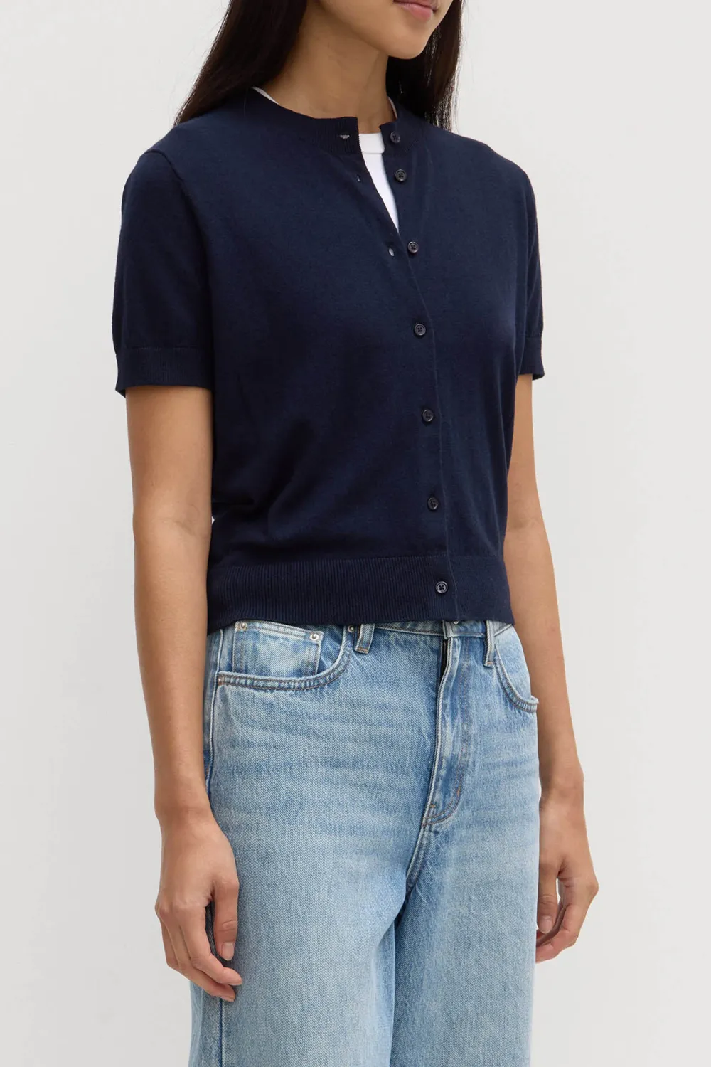 Short Sleeved Cardigan Wool Sweater