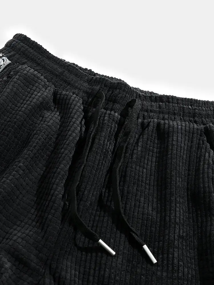Corduroy Print Panel Pants