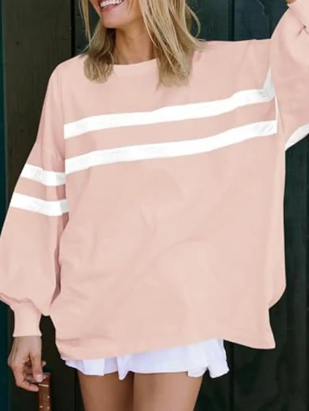 Striped Crew Neck Loose Sweatshirt