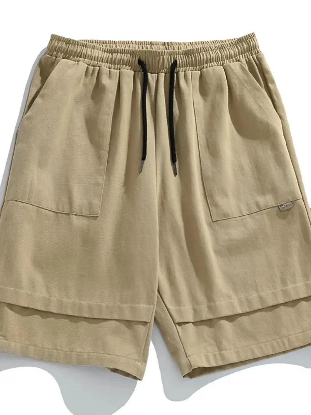 Clean Drawstring Cotton Blend Casual Shorts