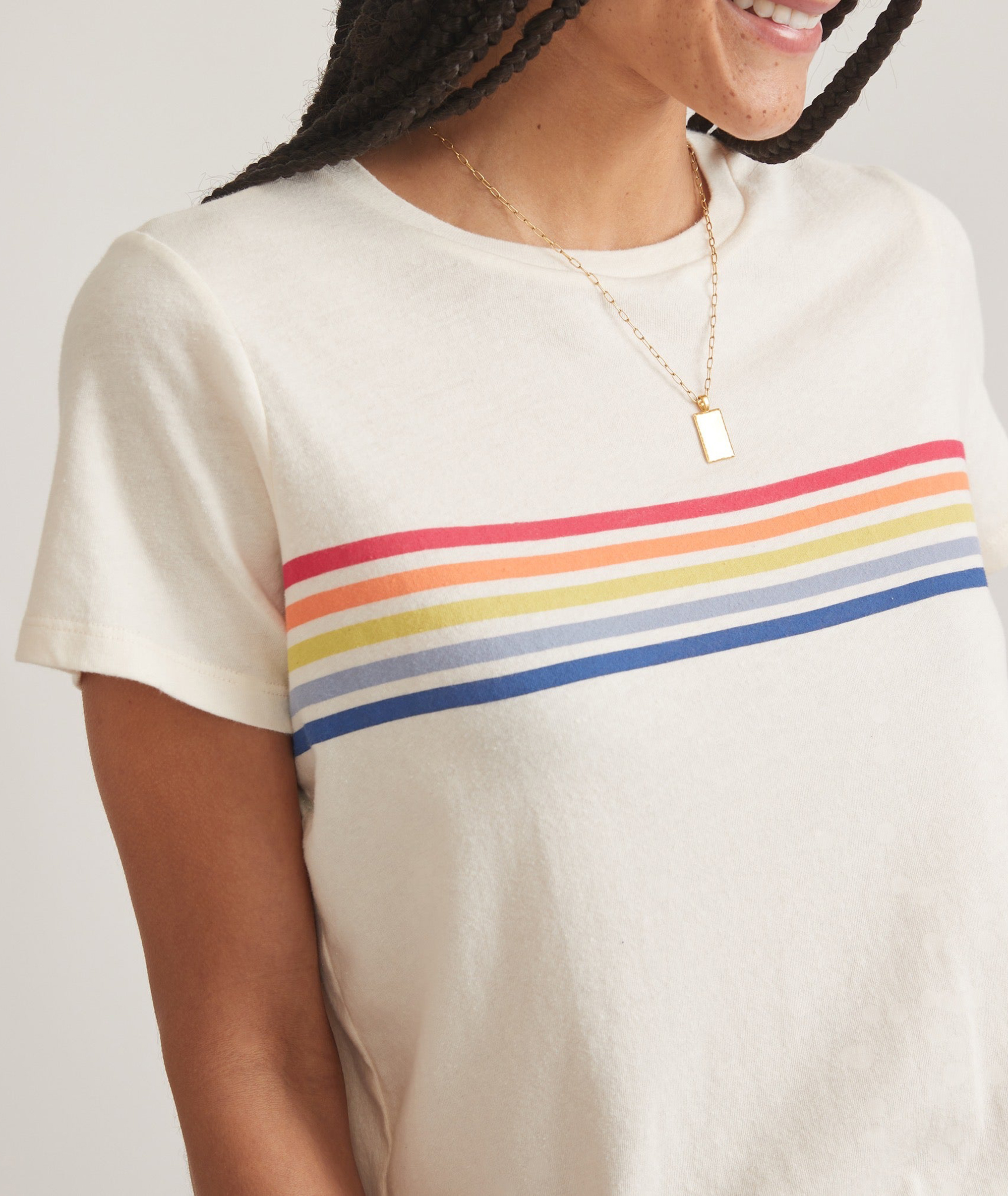 Short Sleeve Striped Graphic Tee